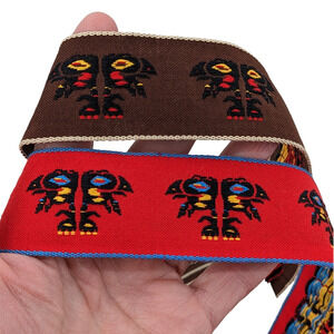 3 YDS AMAZING Native American Indian Woven Jacquard Trim ~ Vintage West Germany